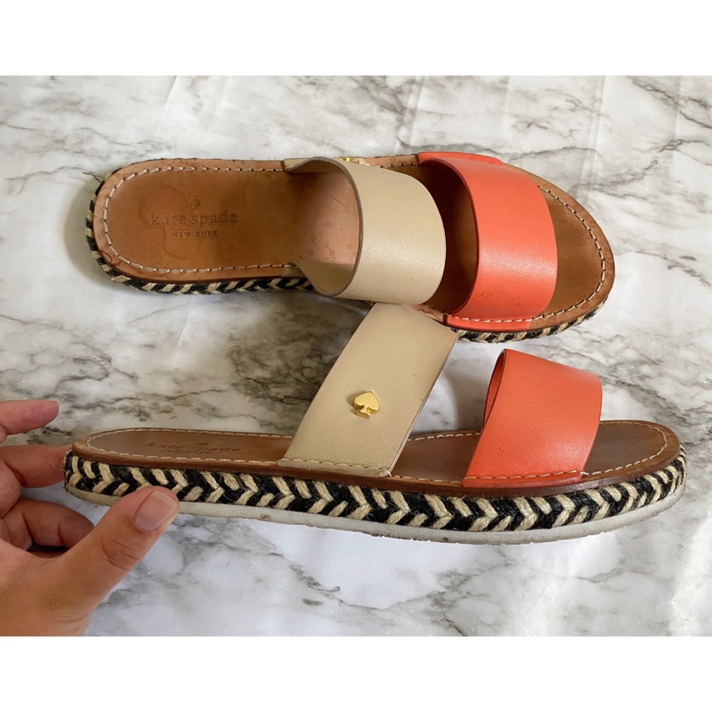 Kate Spade Idreena Slides Peach Tan Leather